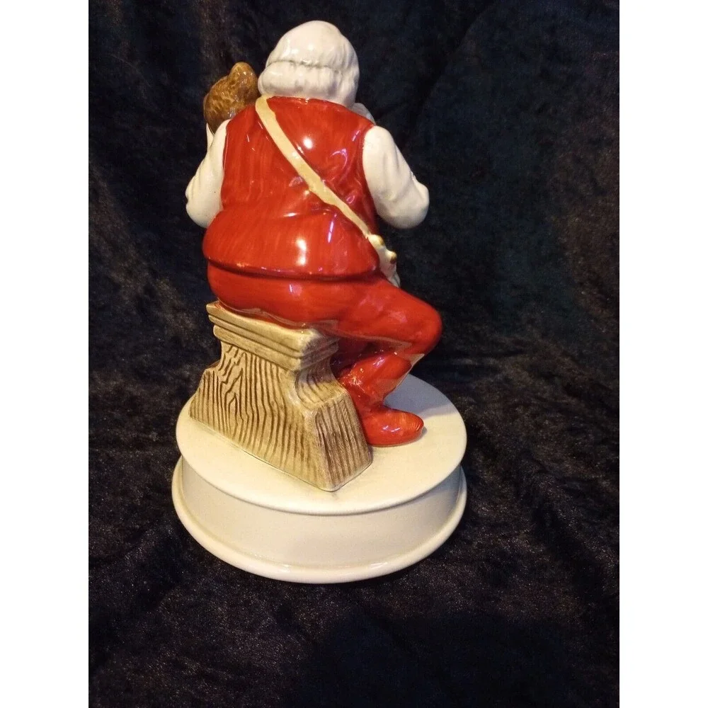Otagiri Japan Ceramic Santa Work Shop Wind Up Music Box We Wish You Merry Xmas